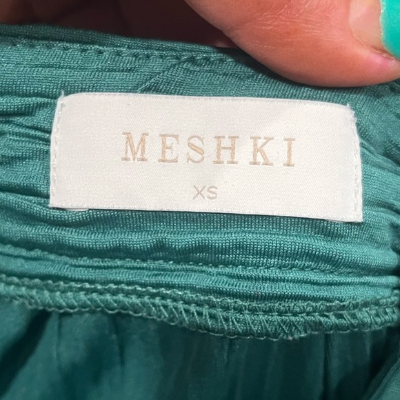 Meshki Womens Flare Pants Crinkle Pleated Slit Hem Pull-On Stretch Green Size XS - Picture 5 of 9